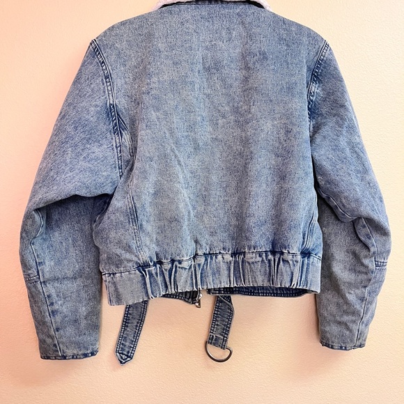 WOMENS SHERPA LINED DENIM / JEAN CROP JACKET - Picture 9 of 11